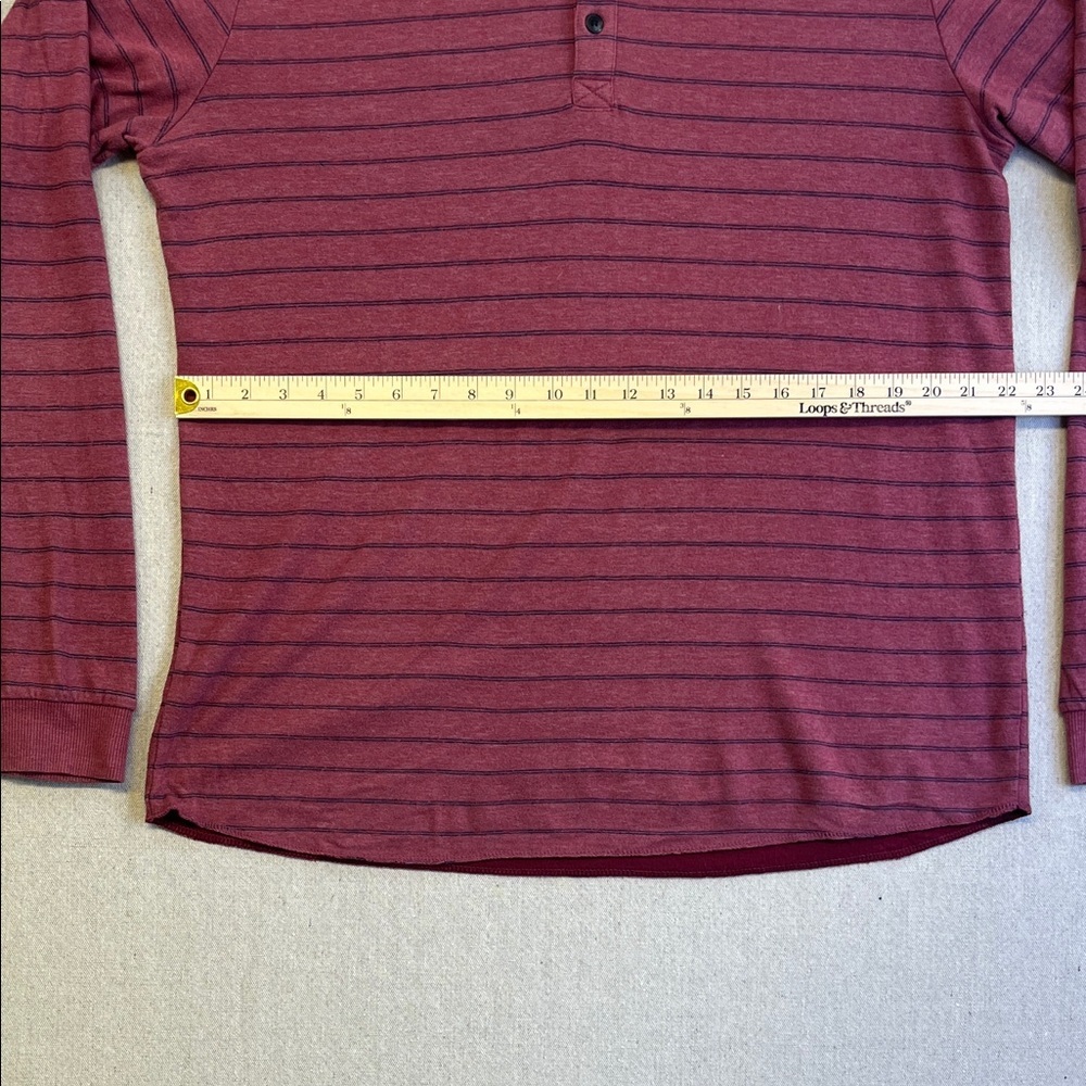 Marine Layer Men's Long Sleeve Henley - Maroon Stripes size L/XL - Picture 5 of 9